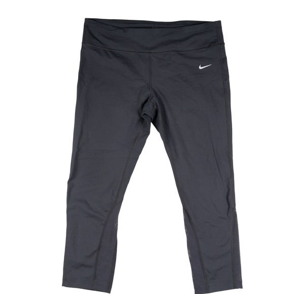 Nike Dri-FIT Women's Running Capri Leggings Black Reflective‎ Details XL - Picture 1 of 10